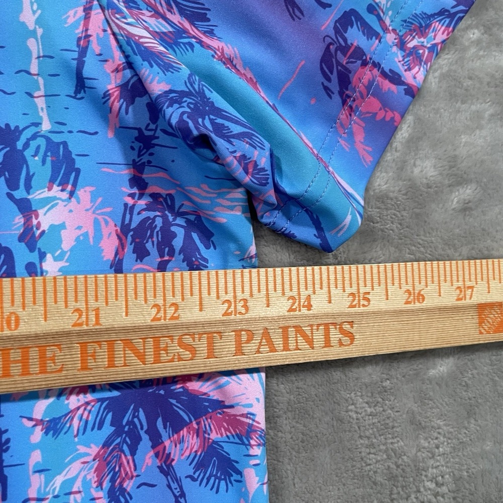 Birdie Bound Shirt Mens Large Blue Polo Golf Performance Stretch Palm Tress - Picture 5 of 7